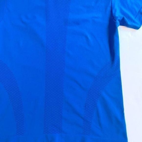 Jockey Women activewear checkered print top/t-shirt M foul blue short sleeves - Picture 6 of 9